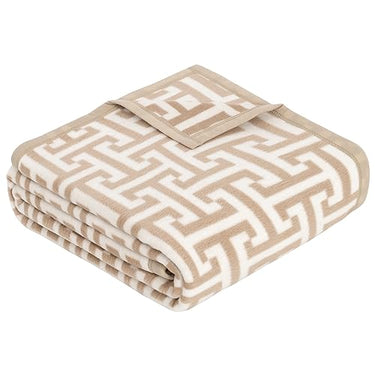 Ibena Cambridge Decke 150x200 cm - Baumwollmix weich, warm & waschbar, Kuscheldecke Gemustert beige im Sale